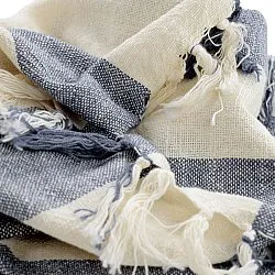Throws - Kora stripe cotton throw (cream/navy)