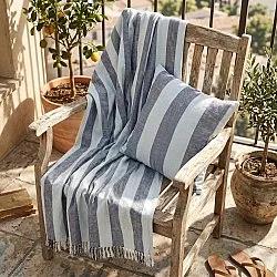 Throws - Kora stripe cotton throw (navy/light blue)