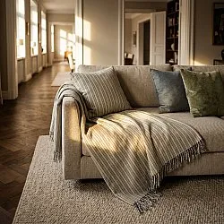 Throws - Rumi stripe cotton throw (cream/navy/light green)