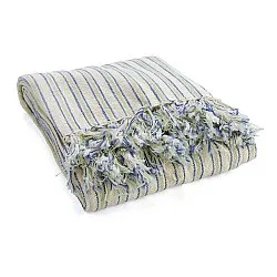 Throws - Rumi stripe cotton throw (cream/navy/light green)