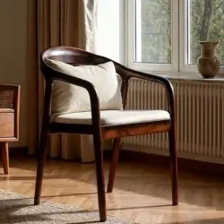 Armrest chair - Aspa (dark brown/beige) - 2 pcs