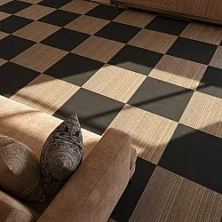 Wall-to-wall carpet - Almeria Carpet tiles 24 pcs (irregularly striped brown)