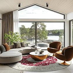 Round rug - Arabella (red)