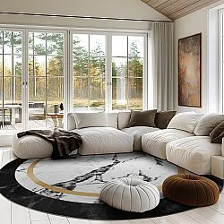 Round rug - Avola (black/white/gold