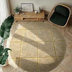 Round rug - Bellevue Natural Cotton Shaggy (beige/brown)