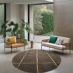Round rug - Bellevue Natural Cotton Shaggy (brown/yellow)