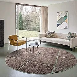 Round rug - Bellevue Natural Cotton Shaggy (taupe/green)