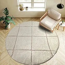Round rug - Bellevue Natural Cotton Shaggy (off white/beige)