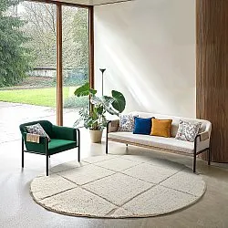 Round rug - Bellevue Natural Cotton Shaggy (off white/beige)