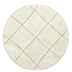 Round rug - Bellevue Natural Cotton Shaggy (off white/beige)