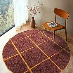 Round rug - Bellevue Natural Cotton Shaggy (red/orange)