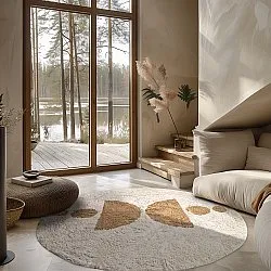 Round rug - Cervia Natural Cotton Shaggy (beige)