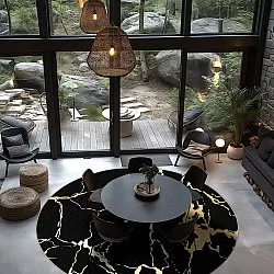Round rug - Cesina (black/gold)
