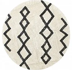 Round rug - Chablis Natural Cotton Shaggy (offwhite/black)