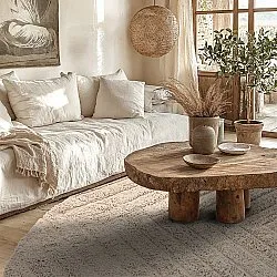 Round rug - Conara Natural Cotton Shaggy (beige)