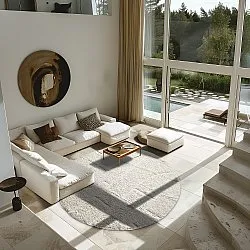 Round rug - Cremona Natural Cotton Shaggy (offwhite)