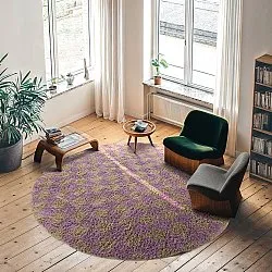 Round rug - Elsey Natural Cotton Shaggy (brown/purple)