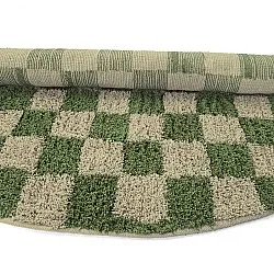 Round rug - Elsey Natural Cotton Shaggy (green/beige)