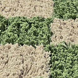 Round rug - Elsey Natural Cotton Shaggy (green/beige)