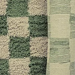 Round rug - Elsey Natural Cotton Shaggy (green/beige)