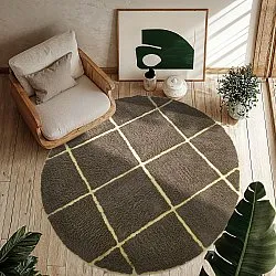 Round rug - Bellevue Natural Cotton Shaggy (brown/yellow)