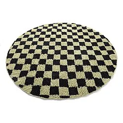 Round rug - Elsey Natural Cotton Shaggy (black/beige)