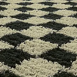 Round rug - Elsey Natural Cotton Shaggy (black/beige)