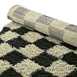 Round rug - Elsey Natural Cotton Shaggy (black/beige)