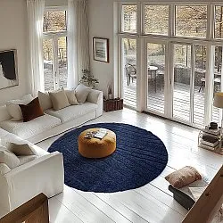 Round rug - Farley Natural Cotton Shaggy (blue)