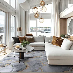 Wilton rug - Genova (grey/white/gold)