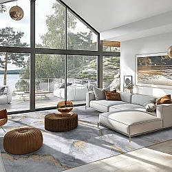 Wilton rug - Genova (grey/white/gold)