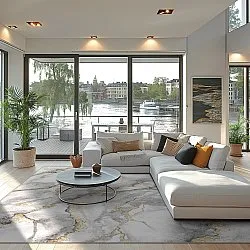 Wilton rug - Genova (grey/white/gold)