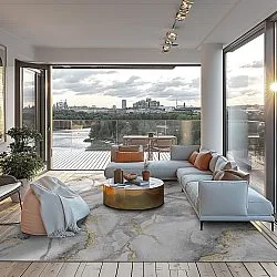 Wilton rug - Genova (grey/white/gold)