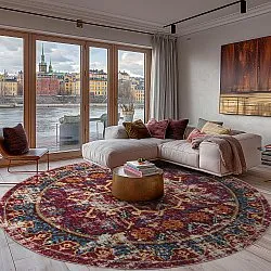 Round rug - Idri (burgundy/multi)