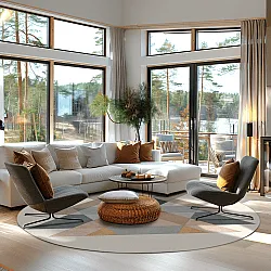 Round rug - Jeral (beige/multi)
