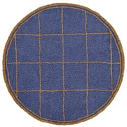 Round rug - Lana Natural Cotton Shaggy (blue/yellow)