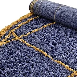 Round rug - Lana Natural Cotton Shaggy (blue/yellow)