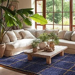 Shaggy rugs - Lana Natural Cotton Shaggy (blue/yellow)