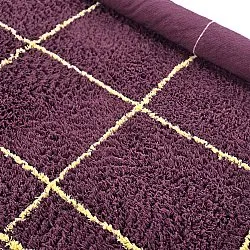 Round rug - Lana Natural Cotton Shaggy (burgundy/yellow)
