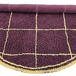 Round rug - Lana Natural Cotton Shaggy (burgundy/yellow)
