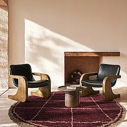 Round rug - Lana Natural Cotton Shaggy (taupe/red)