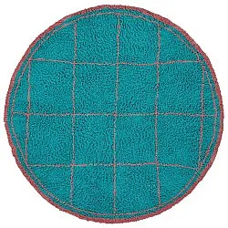 Round rug - Lana Natural Cotton Shaggy (turquoise/pink)