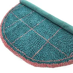 Round rug - Lana Natural Cotton Shaggy (turquoise/pink)