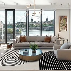Wilton rug - Lecce (black/beige)