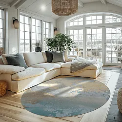 Round rug - Lesley (blue/grey/turquoise)