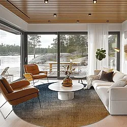 Round rug - Librilla (brown/blue)