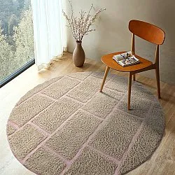 Round rug - Lindley Natural Cotton Shaggy (beige/pink)