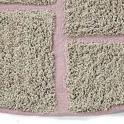Round rug - Lindley Natural Cotton Shaggy (beige/pink)