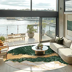 Round rug - Padova (green/white/gold)