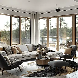 Round rug - Padova (black/white/gold)